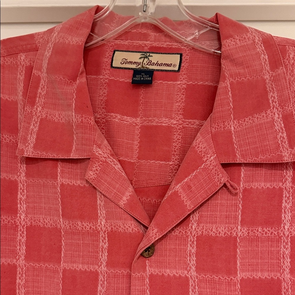 Tommy Bahama Men's Reddish-Pink Checkered Shirt